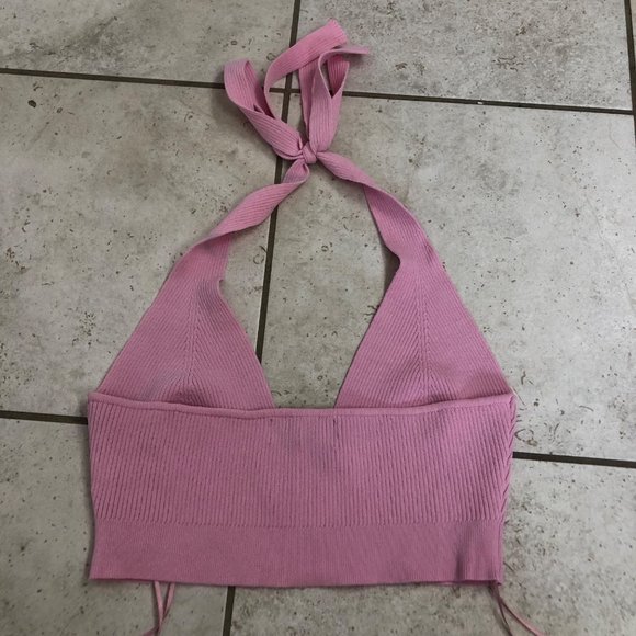 Bershka | Tops | Bershka Halter Neck Crop Top With A Butterfly Charm Y2k  Pink Large | Poshmark